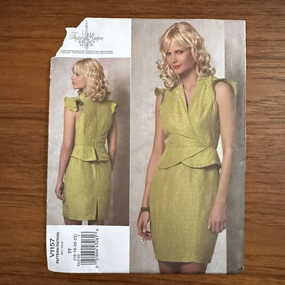 NEW VOGUE AMERICAN DESIGNER V1157-TRACY REESE-LADIES DRESS PATTERN 16-22 FF